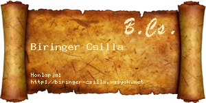 Biringer Csilla névjegykártya